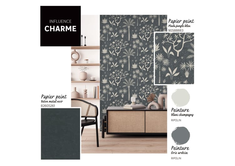 Papier peint intissé Mada jungle bleu