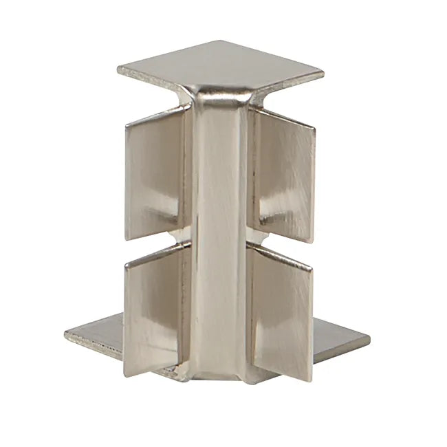 Jonction d'angle 90° ouvert Reno chant, aluminium brossé L.4 x l.4.2 cm