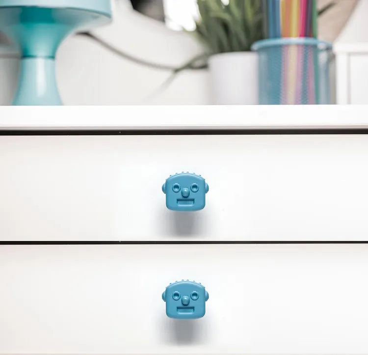 Bouton de meuble REI Robot bleu plastique