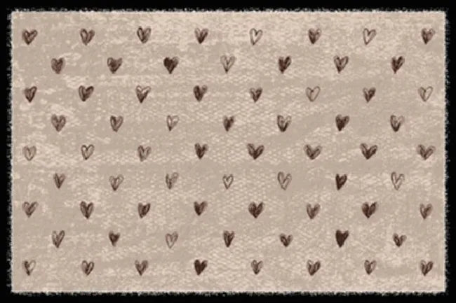 Tapis d'entrée beige l.40 cm x L.60 cm, Coeur