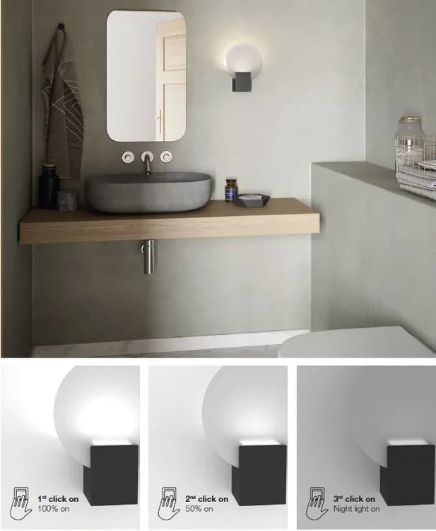 Applique LED salle de bain Hester, blanc chaud intensité variable, noir Nordlux
