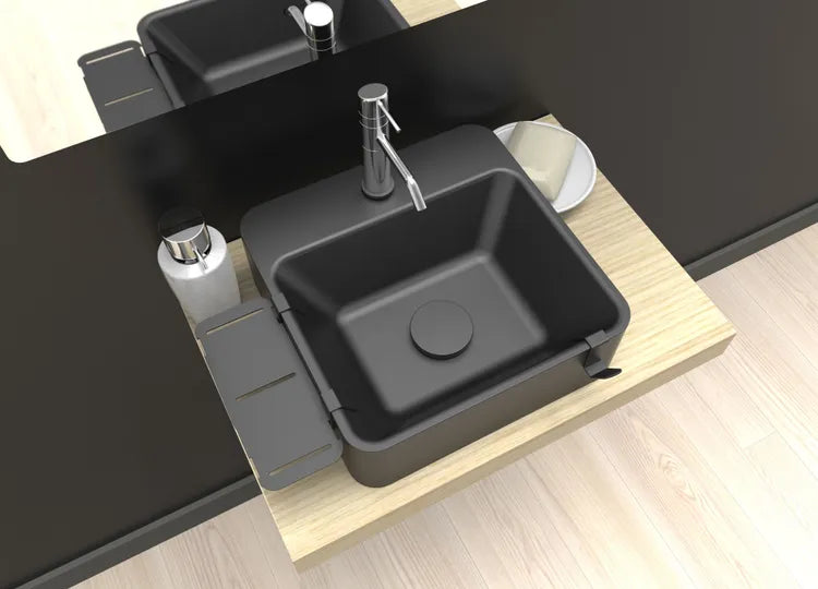 Accessoire pour lave-mains inox noir l.18.3 x P.8 cm, Smart