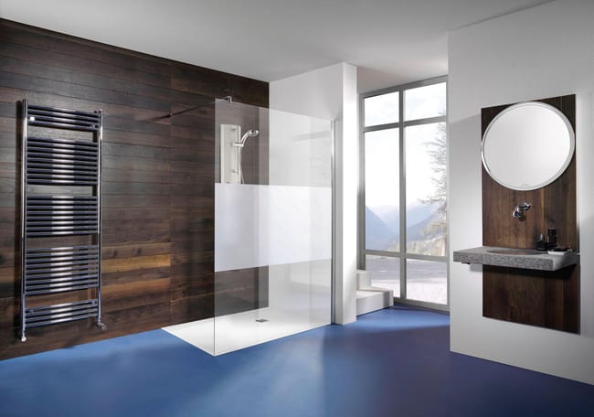 Paroi de douche à l'italienne verre sérigraphié, profilé chromé, l.98 cm, Espira