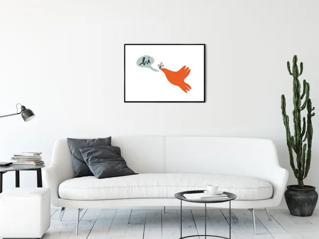 Affiche Colombe, orange, vert, blanc l.50 x H.70 cm