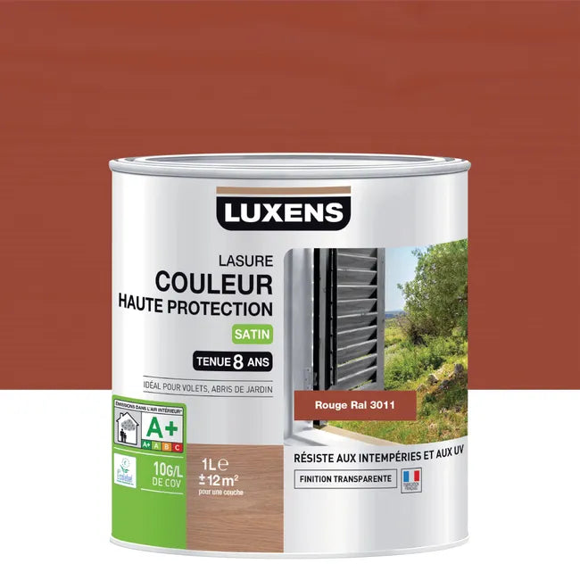 Lasure LUXENS Haute protection 8 ans rouge satiné 1 l