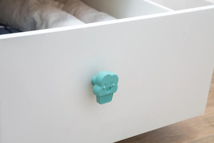 Bouton de meuble Muffin, abs bleu mat