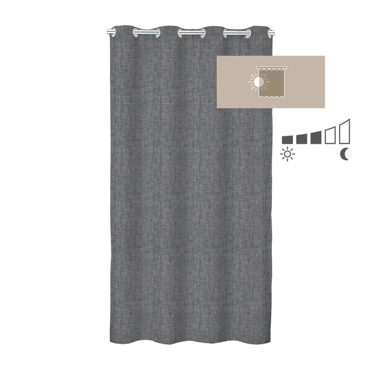 Rideau tamisant, Tricot, coton, gris H.250 x l.140 cm INSPIRE