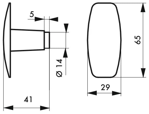 Bouton et béquille pour serrure en applique horizontale, carré 6mm/adaptateur7mm