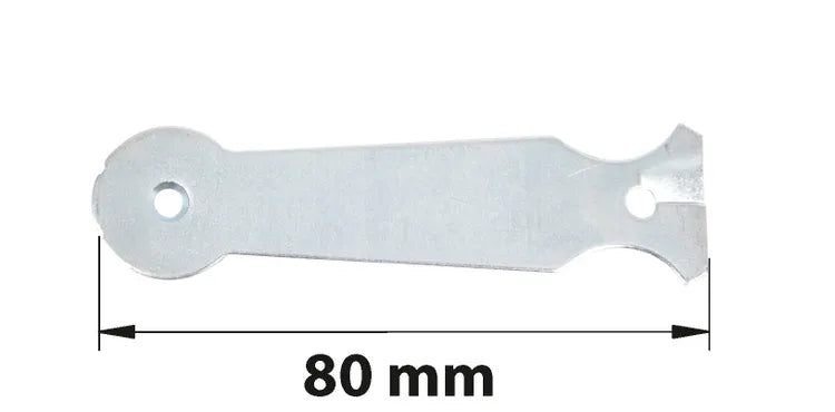 Patte acier galvanisé, H.32 x L.80 x P.2.5 mm