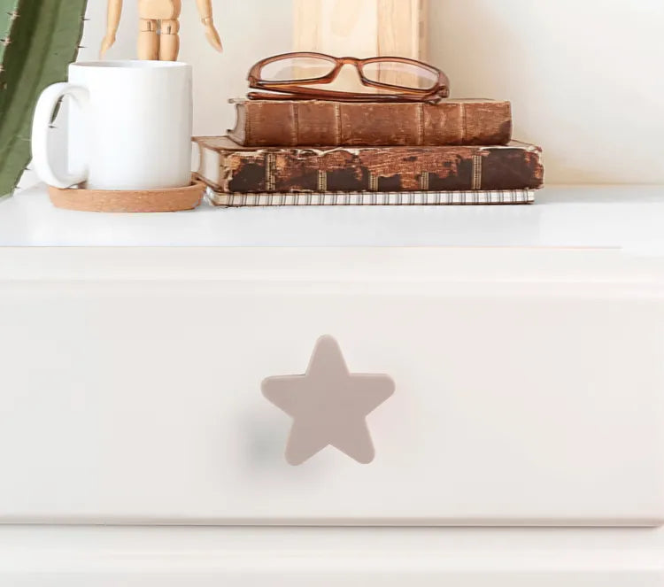Bouton de meuble étoile, pvc gris
