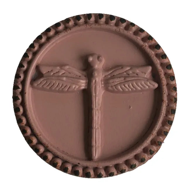 Bouton de meuble rond Libellule, fer rose peint, Diam.42 mm