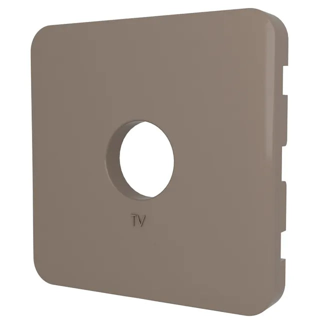 Cache prise tv, prise tv type f Cosy, LEXMAN brun taupe n°3 mat