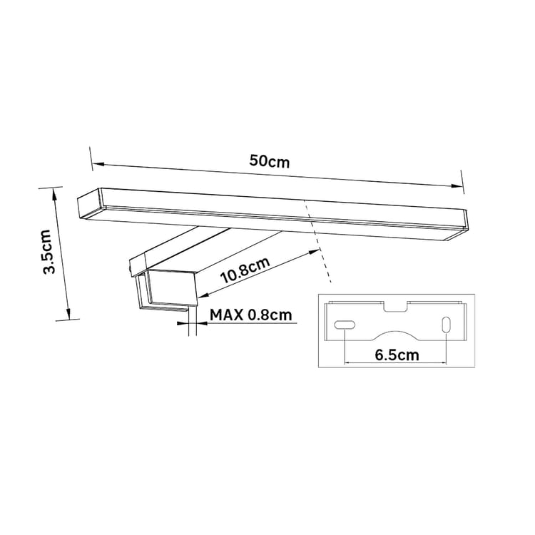 Applique LED salle de bain Slim, L.50 cm 600 lumens blanc neutre, chrome Inspire