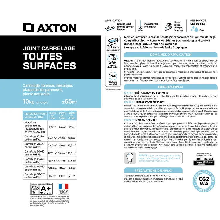 Joint tous types de carrelage et mosaïque AXTON noir 10kg