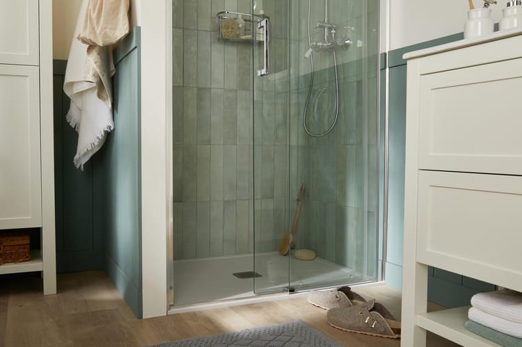 Carrelage mur intérieur effet zellige vert d'eau Bakerstreet l.7.5 x L.30 cm