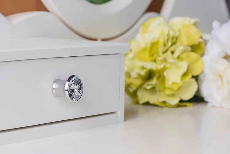 4 boutons de meuble Cylindrique, aluminium argent chromé
