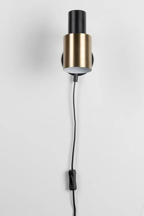 Spot, moderne, fer noir et laiton e27 max 15 W Urban ht.20 cm diam. 8 cm