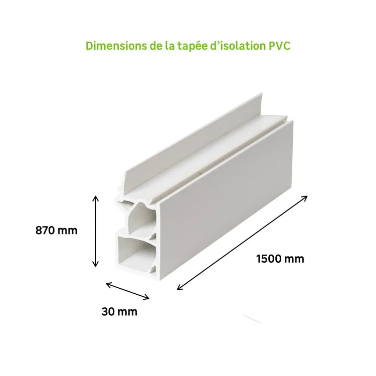Tapée PVC blanche pour porte et fenêtre, isolation 160mm, L.1.50m