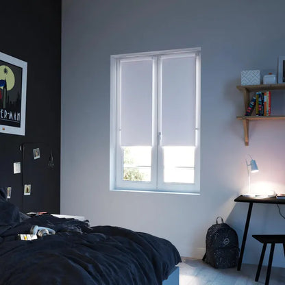 Store enrouleur occultant Séoul blanc, l.45 x H.160 cm, INSPIRE