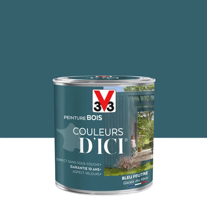 Peinture extérieure bois Couleurs d'ici® V33 bleu feutré velours 0.5l