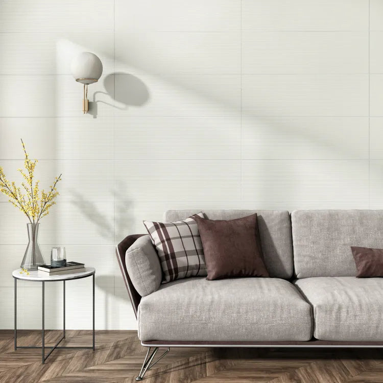 Carrelage mural crème ligne satiné l.30 x L.90 cm Botanic