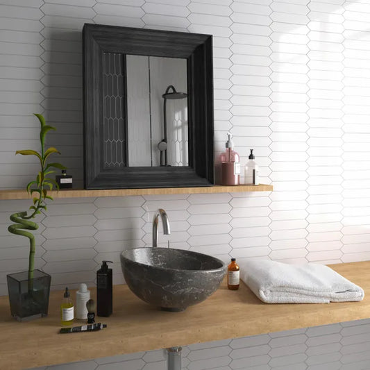 Carrelage mur intérieur blanc Bloom navette l.5 x L.25 cm x Ep.8 mm