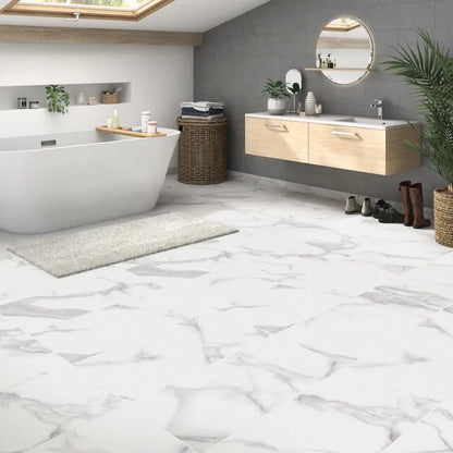 Carrelage effet marbre blanc Pure l.37 x L.75 cm