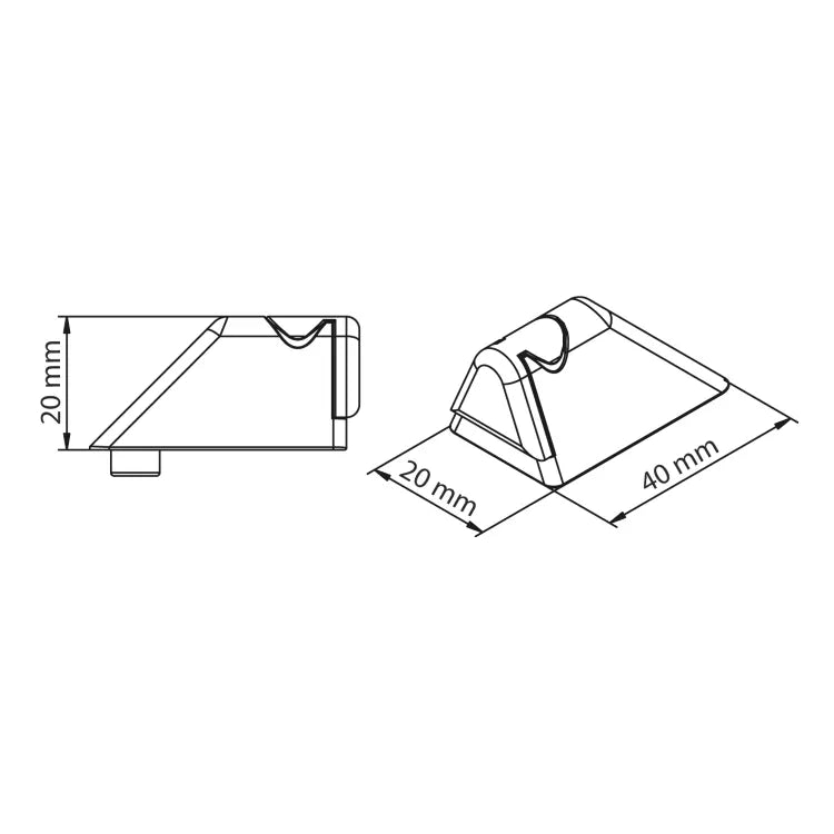 Butée de baie coulissante à visser KINTECH aluminium blanc L.5 x H.13 cm