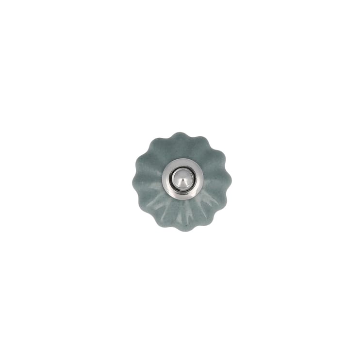 Bouton de meuble rond Petal, porcelaine bleu, Diam.28 mm