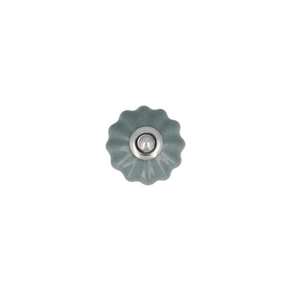 Bouton de meuble rond Petal, porcelaine bleu, Diam.28 mm
