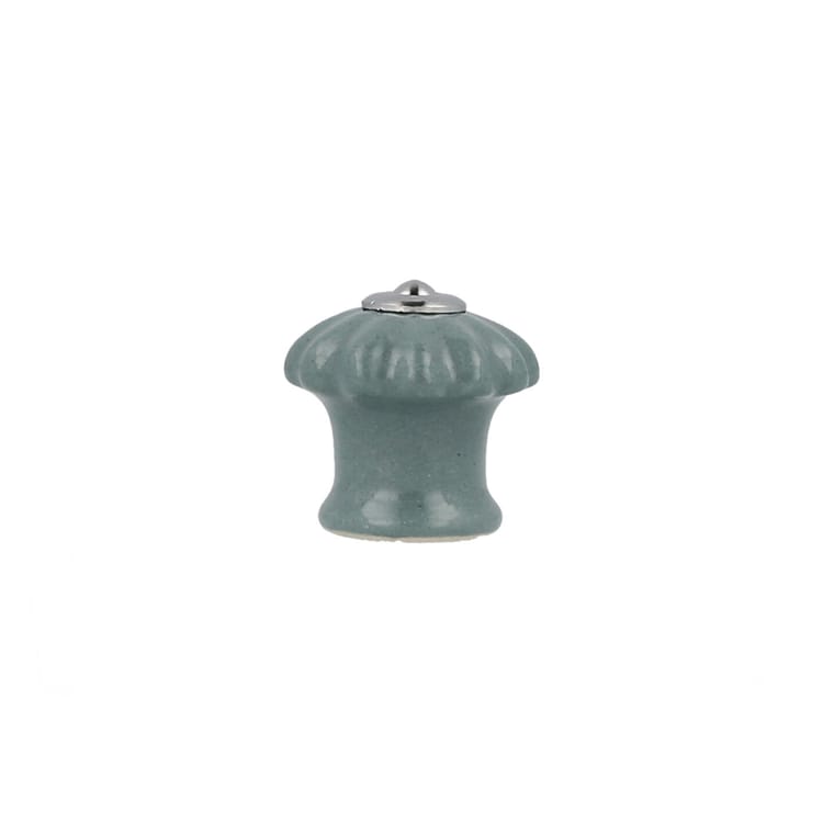 Bouton de meuble rond Petal, porcelaine bleu, Diam.28 mm