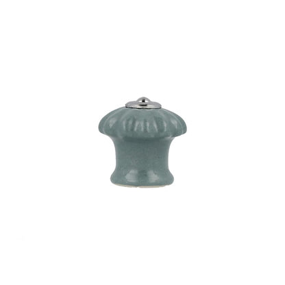 Bouton de meuble rond Petal, porcelaine bleu, Diam.28 mm