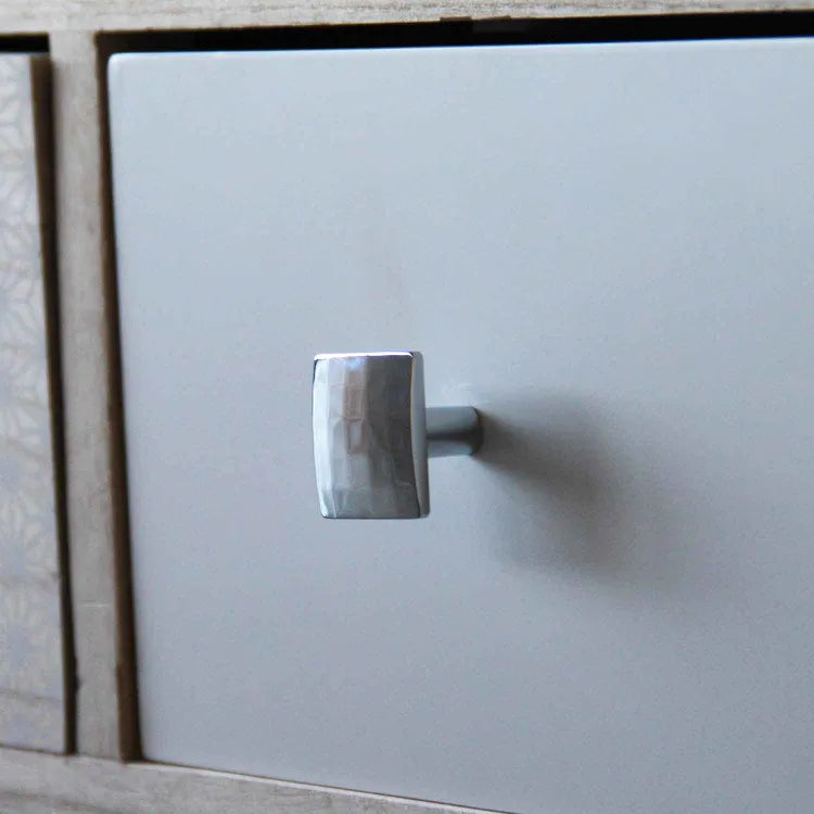 Bouton de meuble carré Facette, zamak argent chromé, l.30 mm