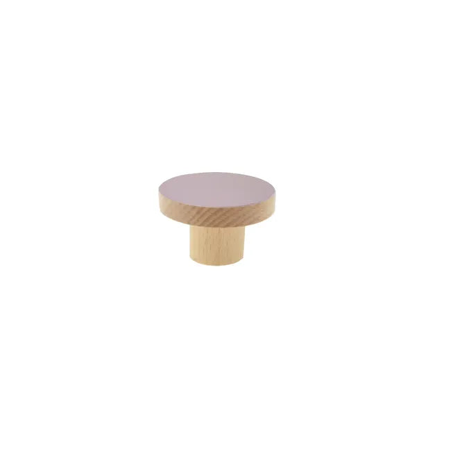 Bouton de meuble rond, bois rose peint, Diam.40 mm
