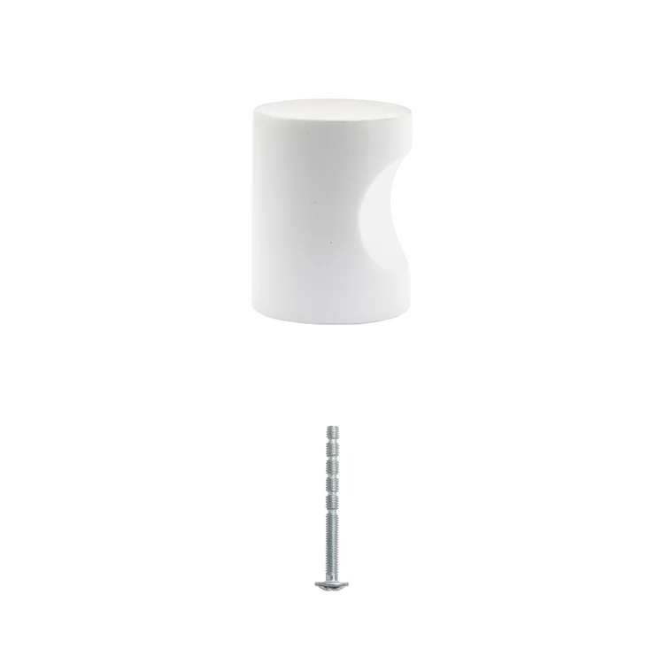 Bouton de meuble rond Simi, zamak blanc peint, Diam.20 mm