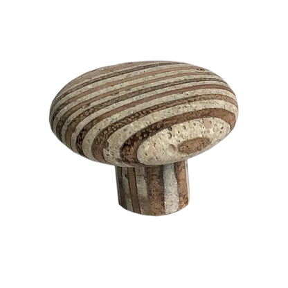 Bouton de meuble rond Marbré, bois marron, Diam.40 mm