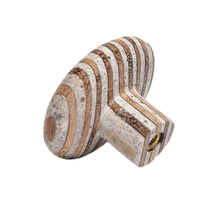 Bouton de meuble rond Marbré, bois marron, Diam.40 mm