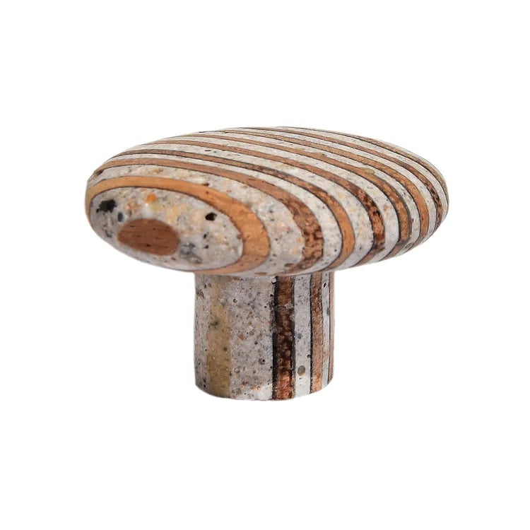 Bouton de meuble rond Marbré, bois marron, Diam.40 mm
