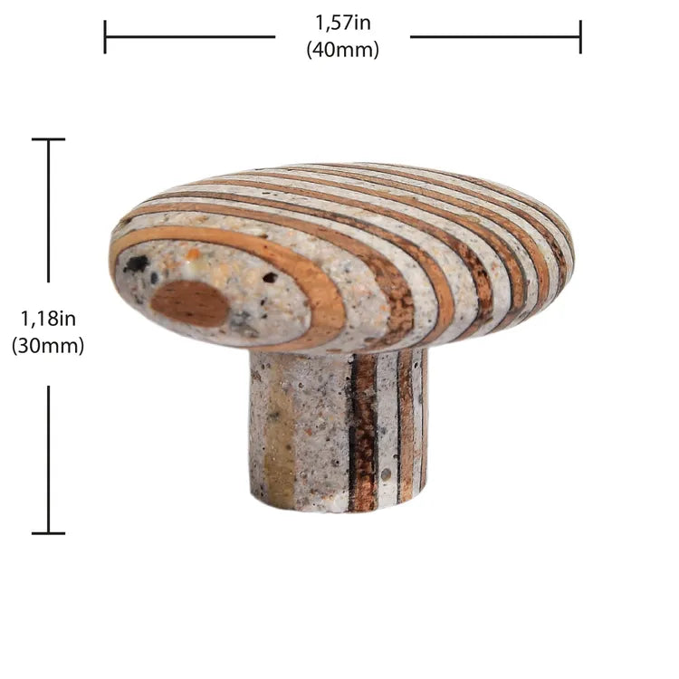 Bouton de meuble rond Marbré, bois marron, Diam.40 mm