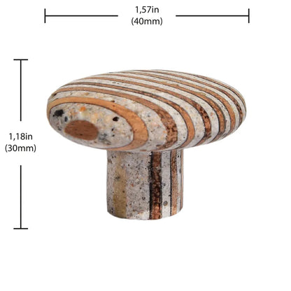 Bouton de meuble rond Marbré, bois marron, Diam.40 mm