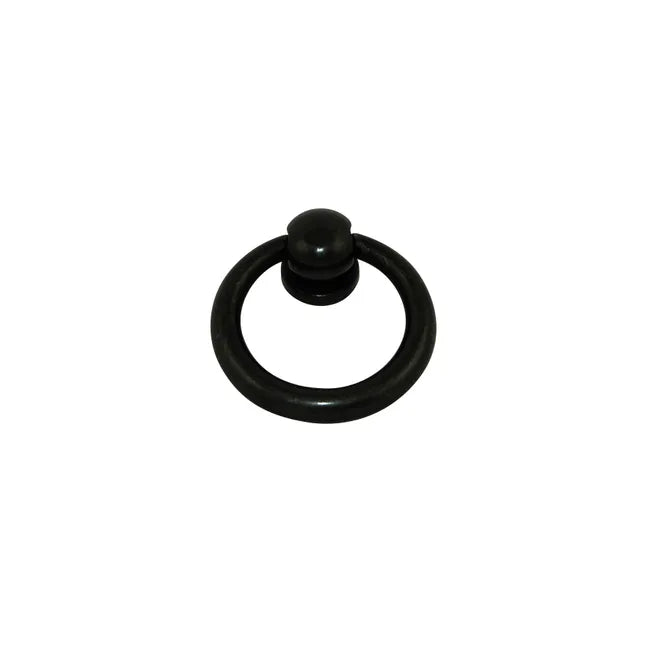 Bouton de meuble anneau, zamak noir satiné, Diam.35 mm
