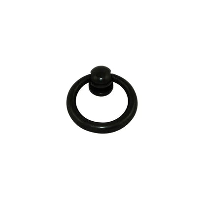 Bouton de meuble anneau, zamak noir satiné, Diam.35 mm
