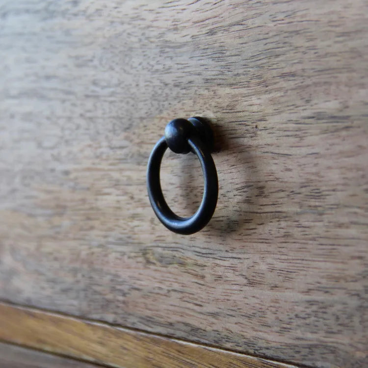 Bouton de meuble anneau, zamak noir satiné, Diam.35 mm