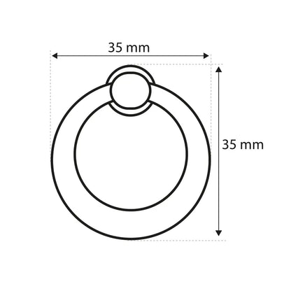 Bouton de meuble anneau, zamak noir satiné, Diam.35 mm
