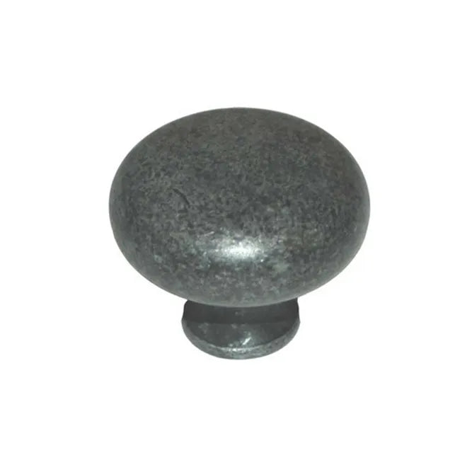 Bouton de meuble rond Granit, zamak gris foncé patiné, Diam.32 mm