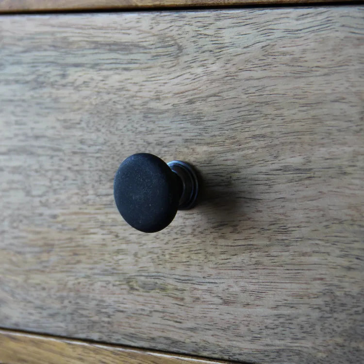 Bouton de meuble rond Granit, zamak gris foncé patiné, Diam.32 mm