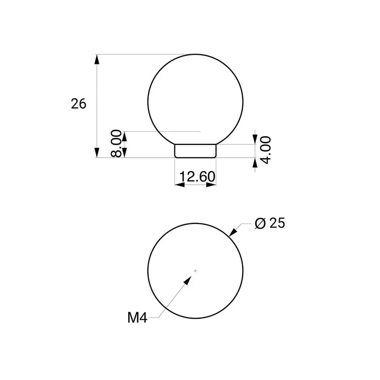 Bouton de meuble rond Boule, abs vert mat, Diam.25 mm