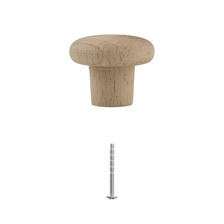 Bouton de meuble rond Dune, bois naturel, Diam.30 mm