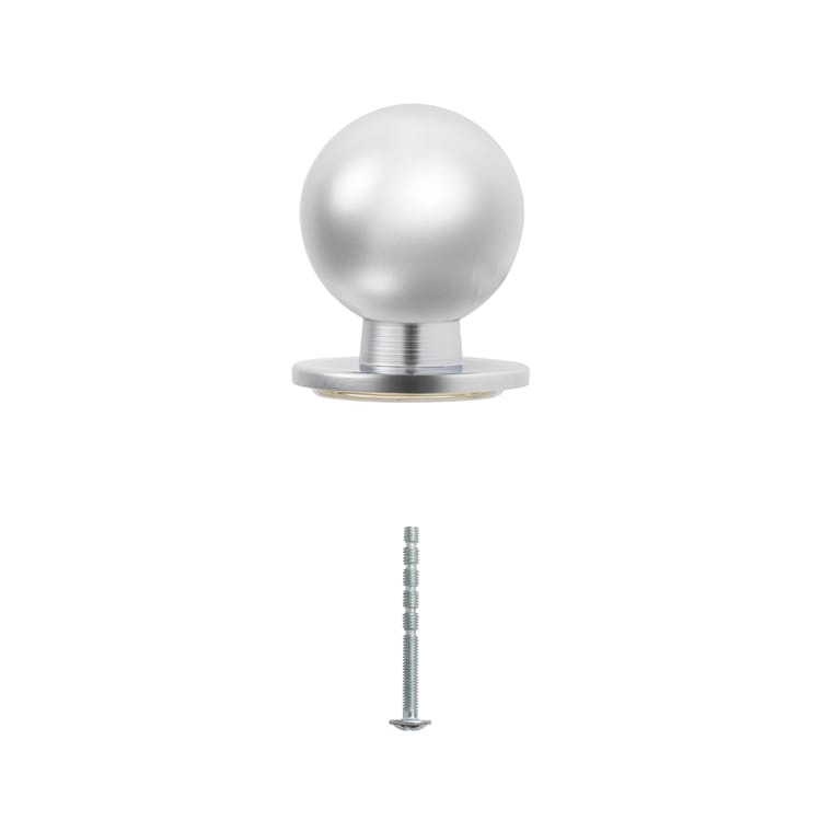 Bouton de meuble rond Oscar, zamak argent chromé, Diam.24 mm
