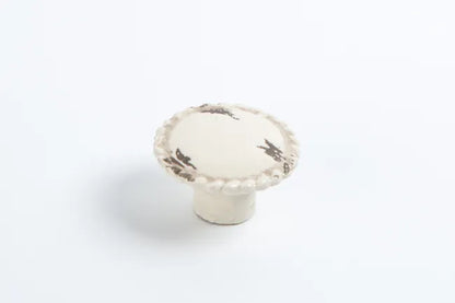 Bouton de meuble rond, porcelaine beige vieilli, Diam.44 mm